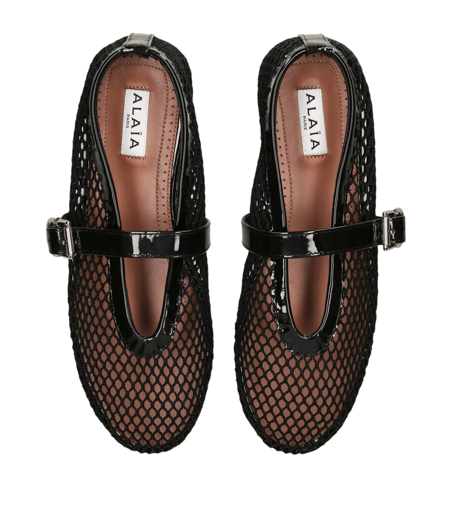Alaïa Black Leather Mesh Ballet Flats