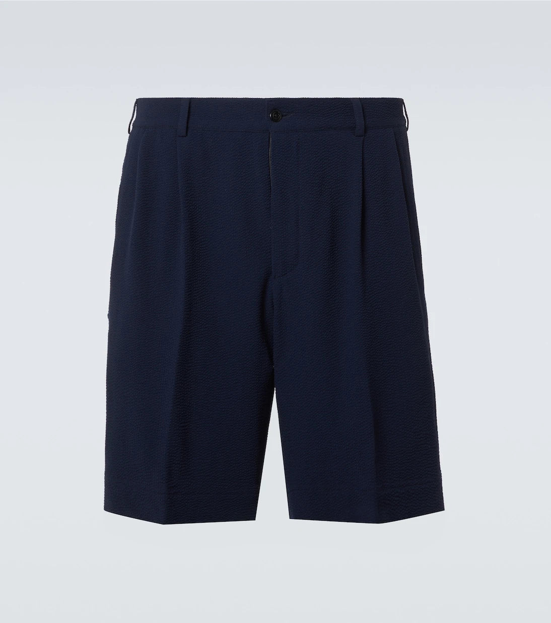 Rubinacci - Pleated wool seersucker shorts