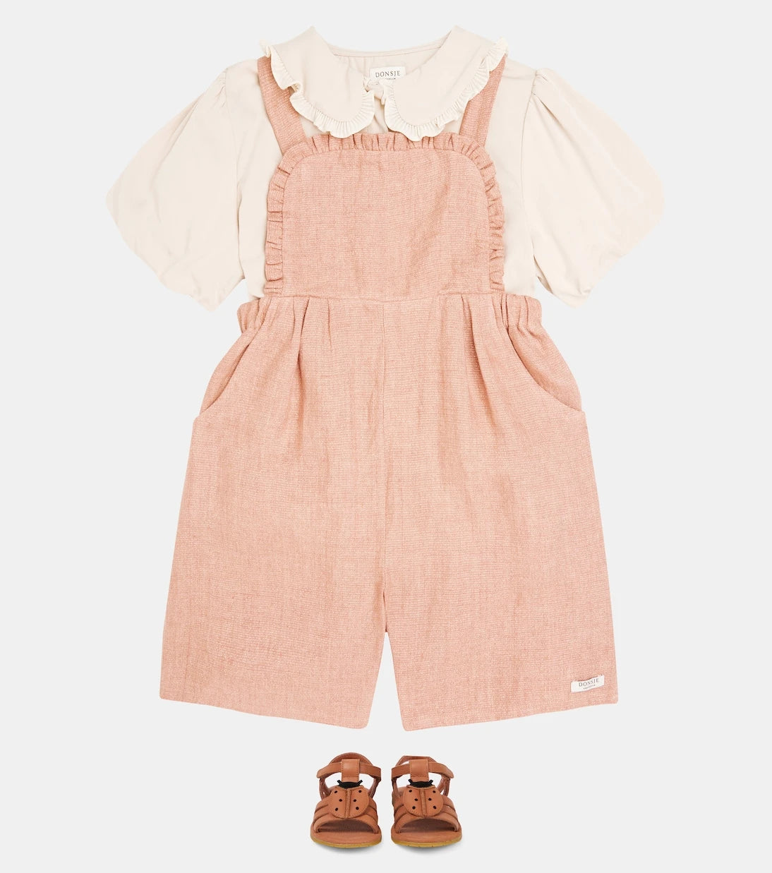 Donsje - Bou ruffled linen-blend overalls