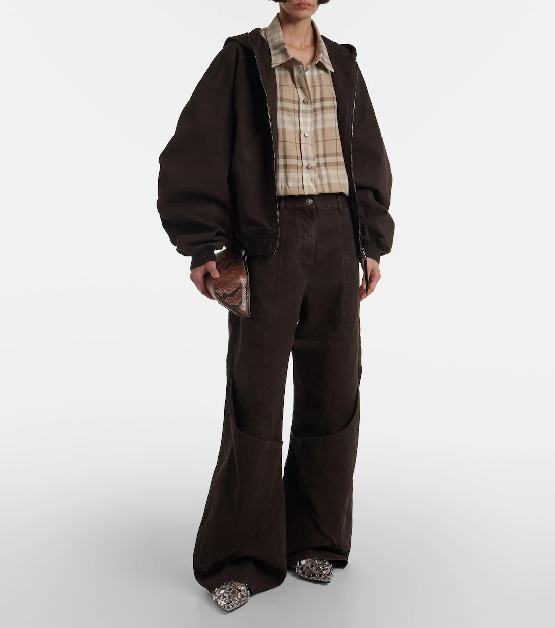 The Attico - High-rise wide-leg jeans