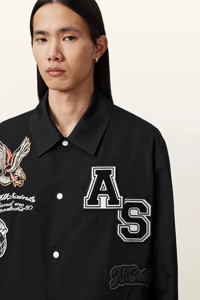AllSaints яке тип риза мъжко с памук SOUNDMAN