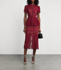 Self-Portrait Burgundy Lace Belted Midi Dress