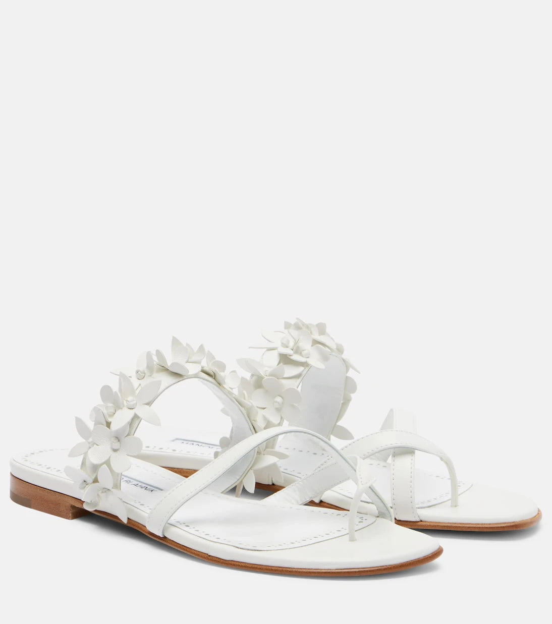 Manolo Blahnik - Fiosa appliqué leather thong sandals