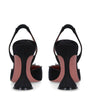 Amina Muaddi Black Satin Begum Slingback Heels 95