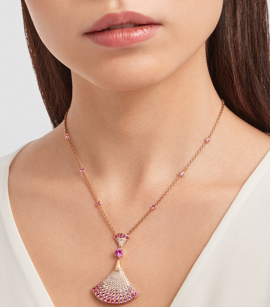 Rose Gold, Diamond, Sapphire and Ruby Divas' Dream Necklace