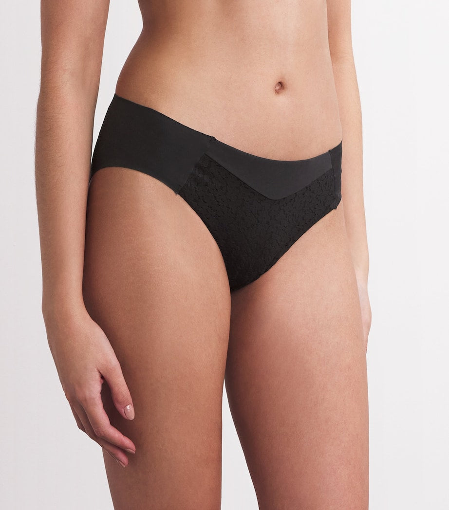 Chantelle Black Lace-Detail Norah Briefs