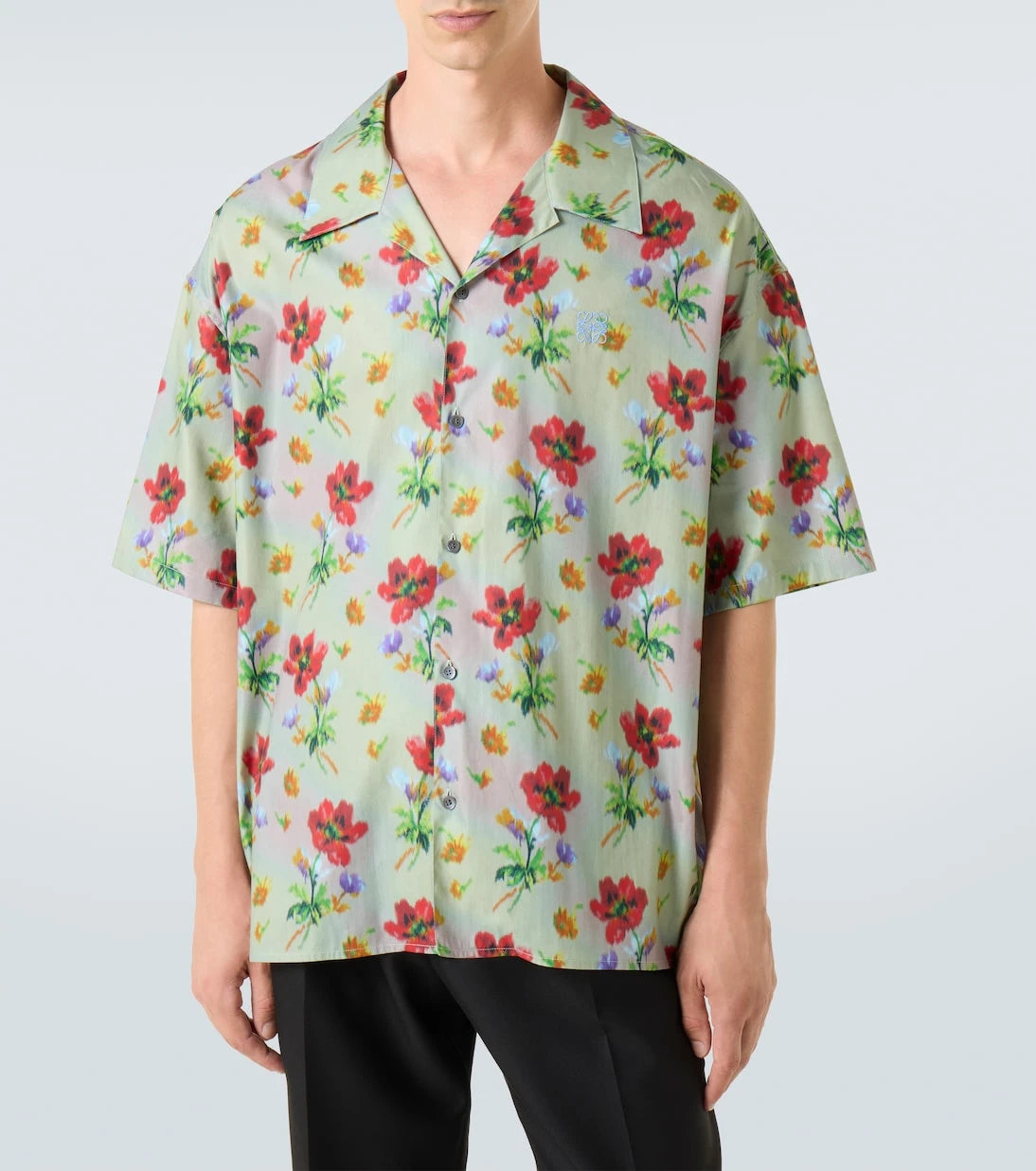 Loewe - Floral cotton and silk twill bowling shirt