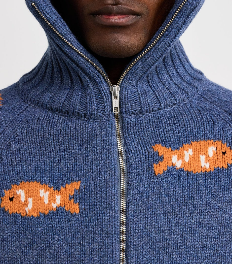 S.S. Daley Blue Wool Fish Archie Zip-Up Cardigan