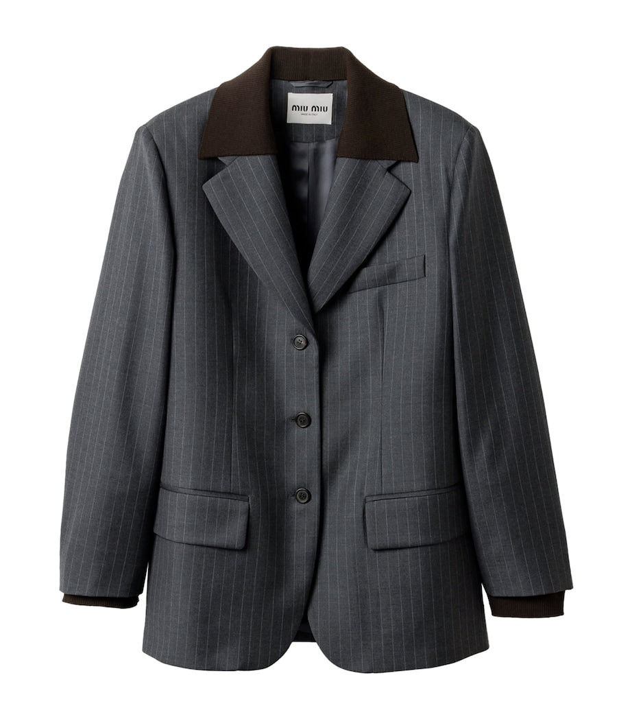 Miu Miu Grey Wool Pinstripe Blazer