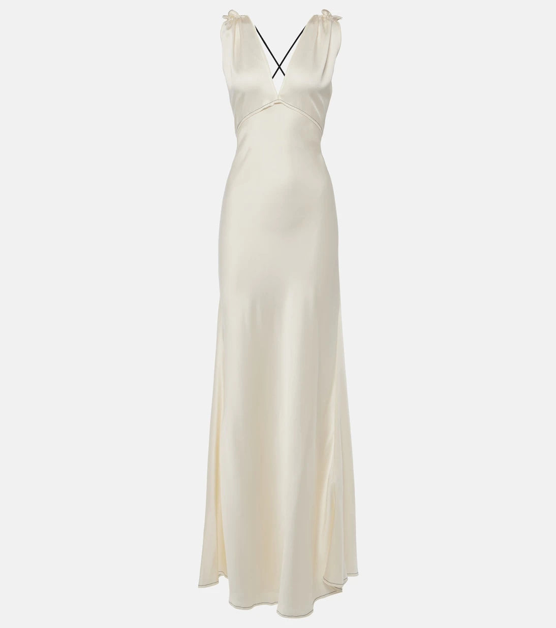 Victoria Beckham - Gathered open-back crêpe satin gown