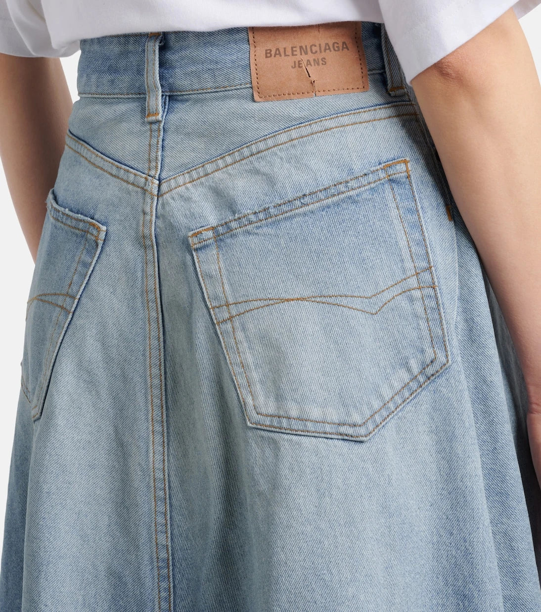 Balenciaga - Pleated denim midi skirt