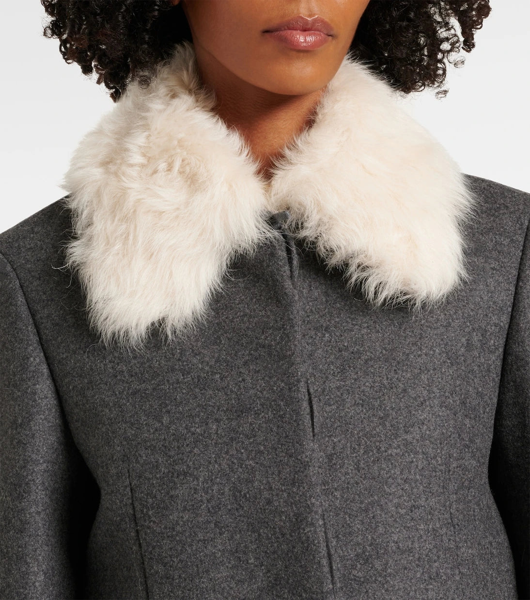 Toteme - Shearling-trimmed wool-blend jacket