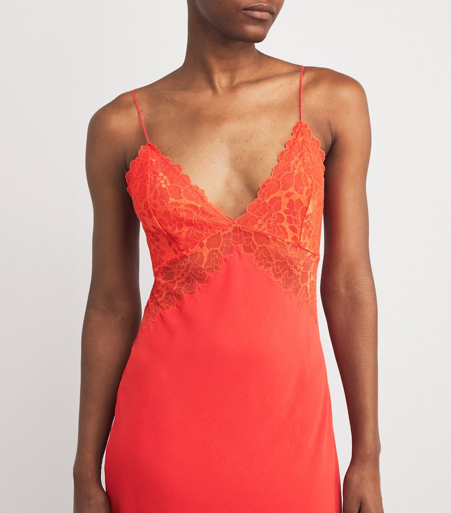 Bocan Orange Silk Chiffon Slip Nightdress