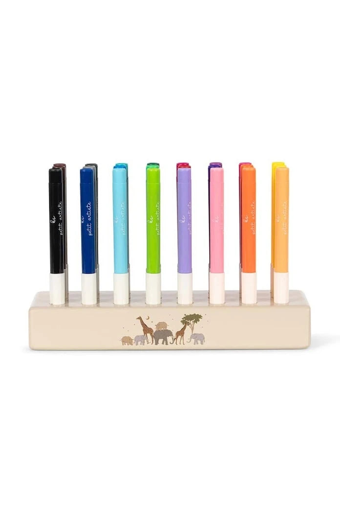 Konges Sløjd MARKERS IN WOODEN BLOCK 24 PCS FSC 24 adet keçeli kalem seti