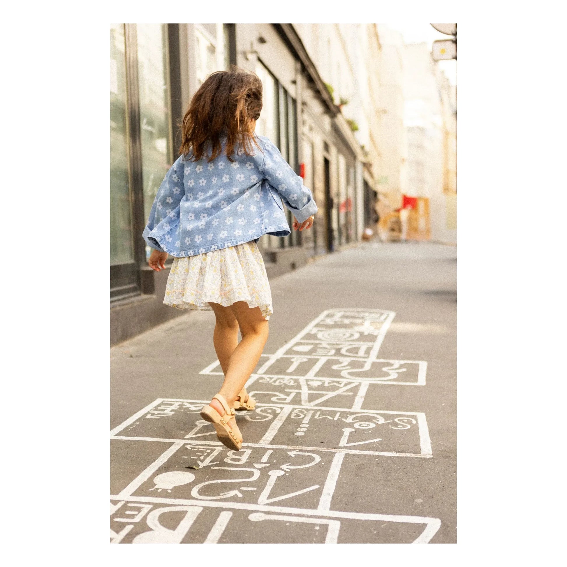 Louis Louise - Brown Denim Jacket Flowers | Light Blue