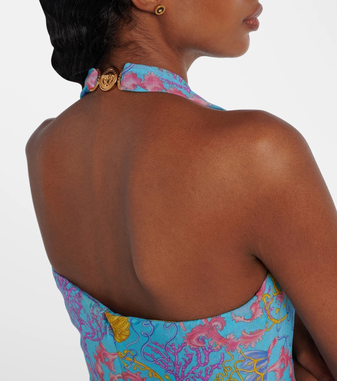 Versace - Printed halterneck gown