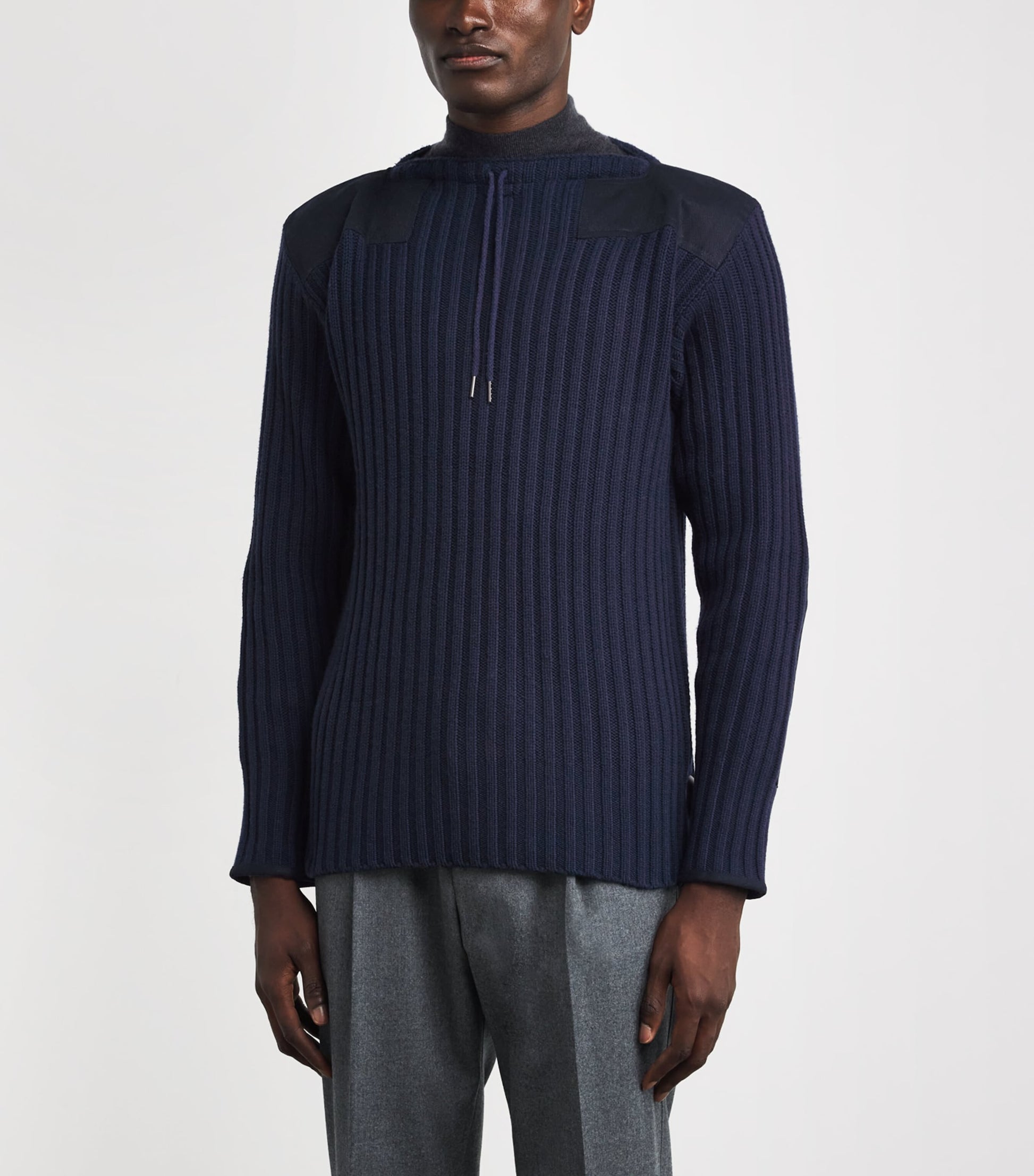 Navy Merino Wool-Cashmere 007 Sweater