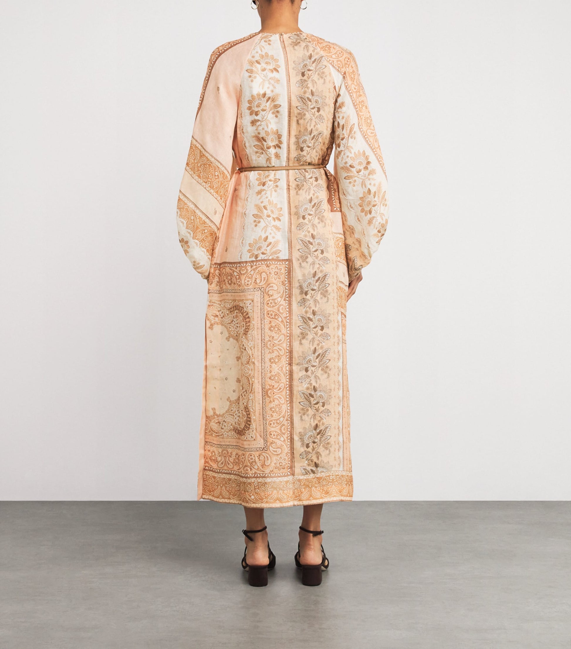 Linen Bandana Tunic Midi Dress PEBA/PEACH BANDANA