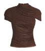 Self-Portrait Brown Embellished Draped Top