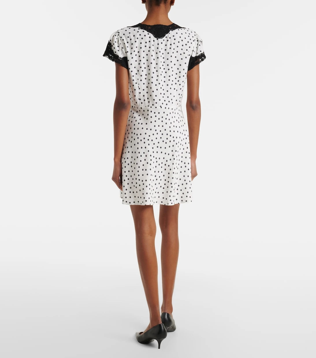Rixo - Polka-dot lace-trimmed minidress