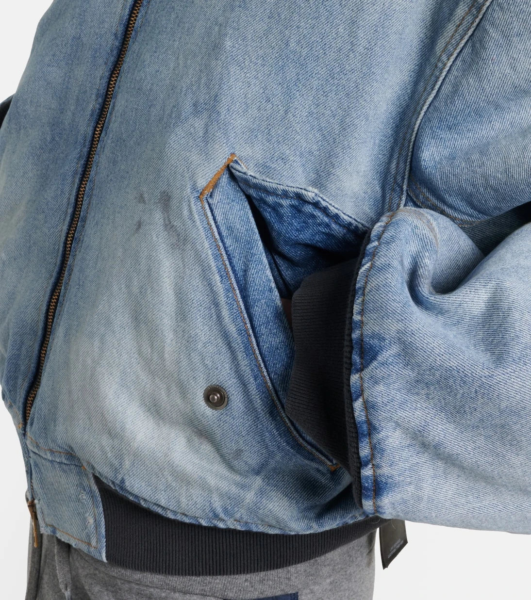 Balenciaga - Cropped denim bomber jacket
