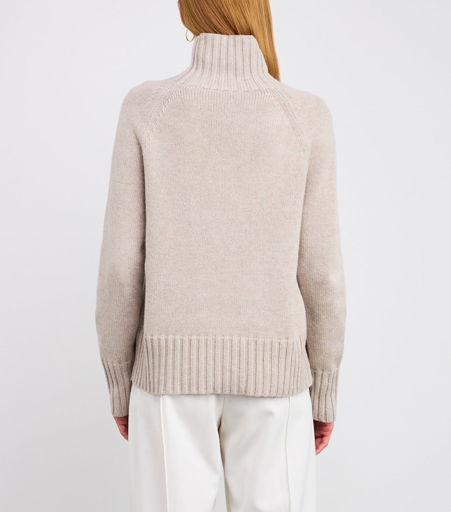 Max Mara Beige Wool-Cashmere Rollneck Sweater