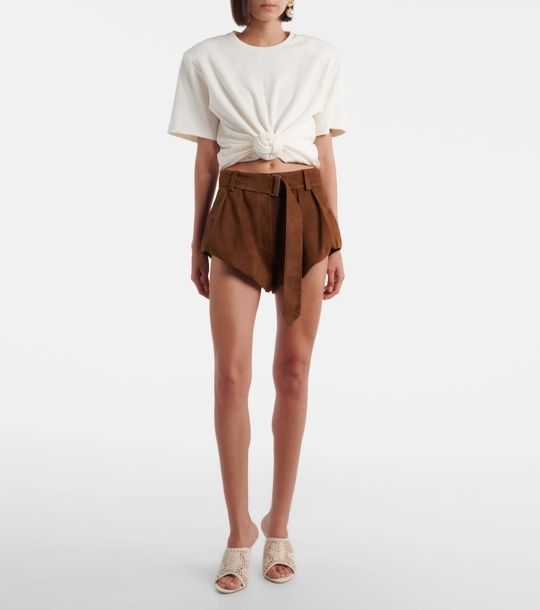 Magda Butrym - Belted suede shorts