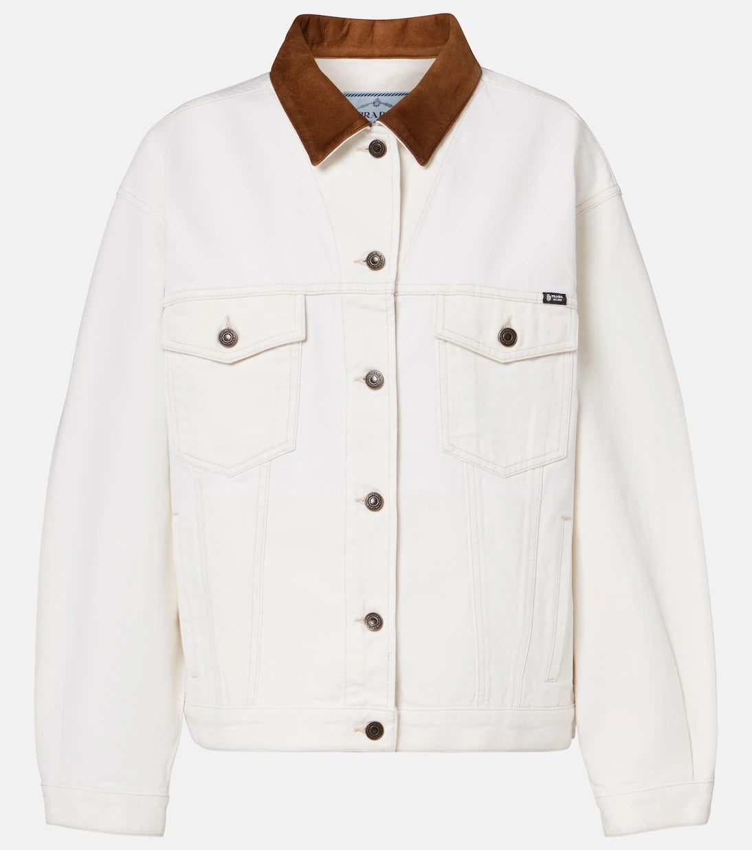 Prada - Suede-trimmed denim jacket