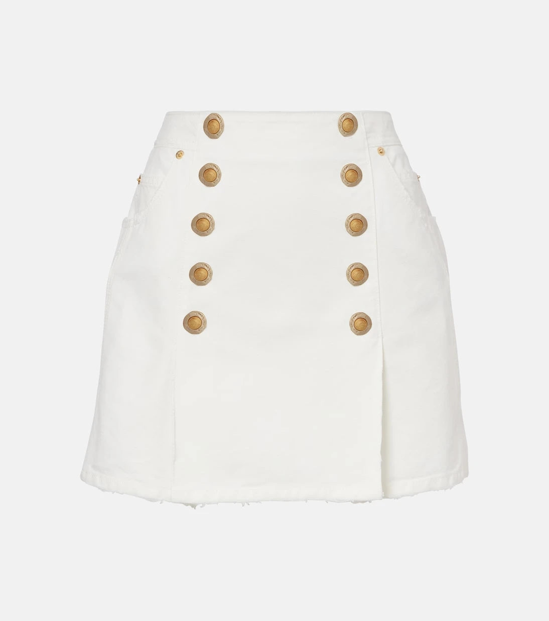 Balmain - Pleated cotton canvas miniskirt