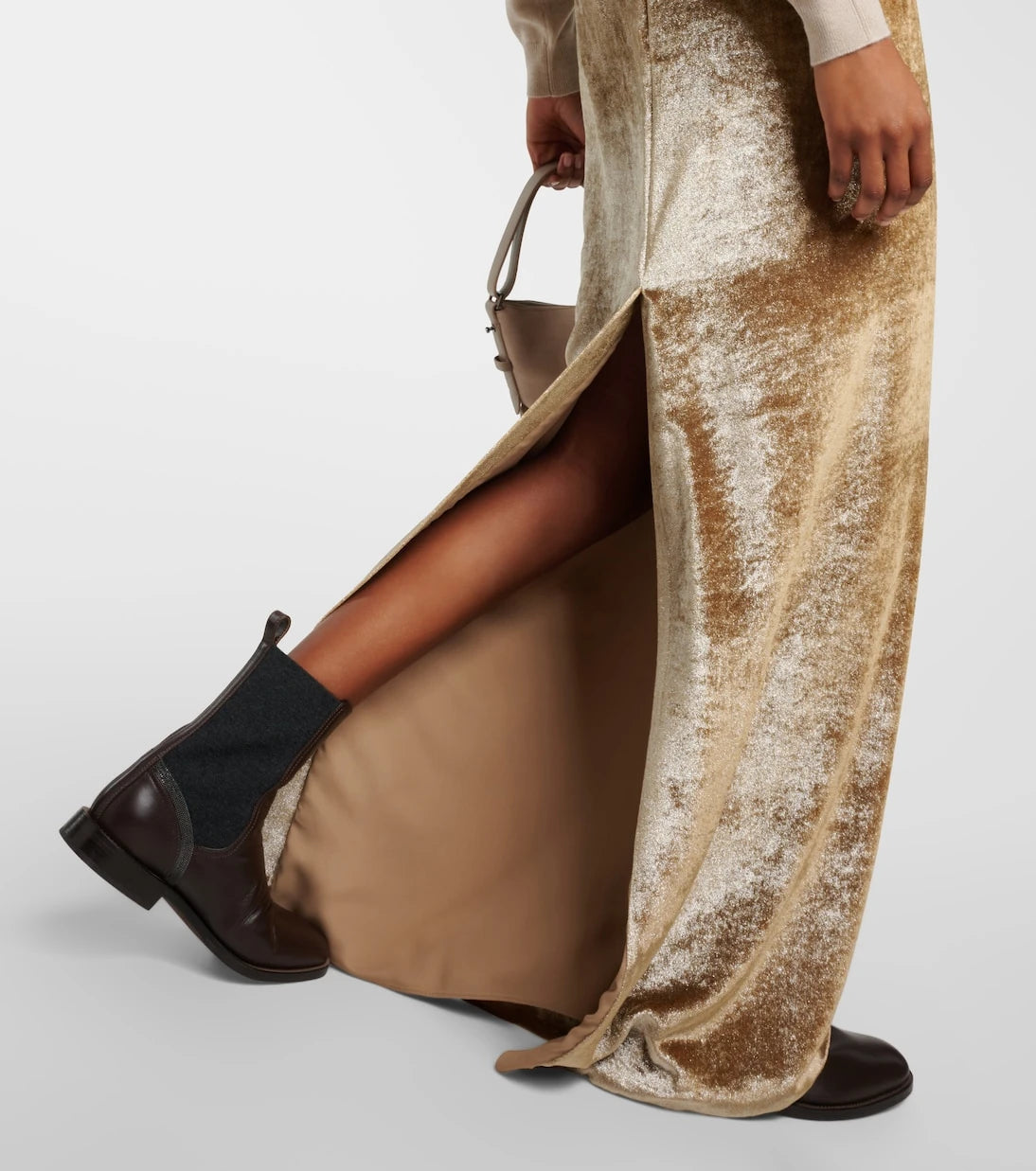 Brunello Cucinelli - High-rise velvet maxi skirt