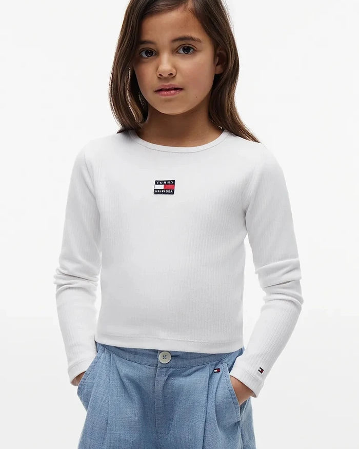 Tommy Hilfiger çocuklar için pamuklu uzun kollu bluz