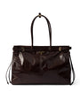 Prada Brown Large Leather Buckle Tote Bag