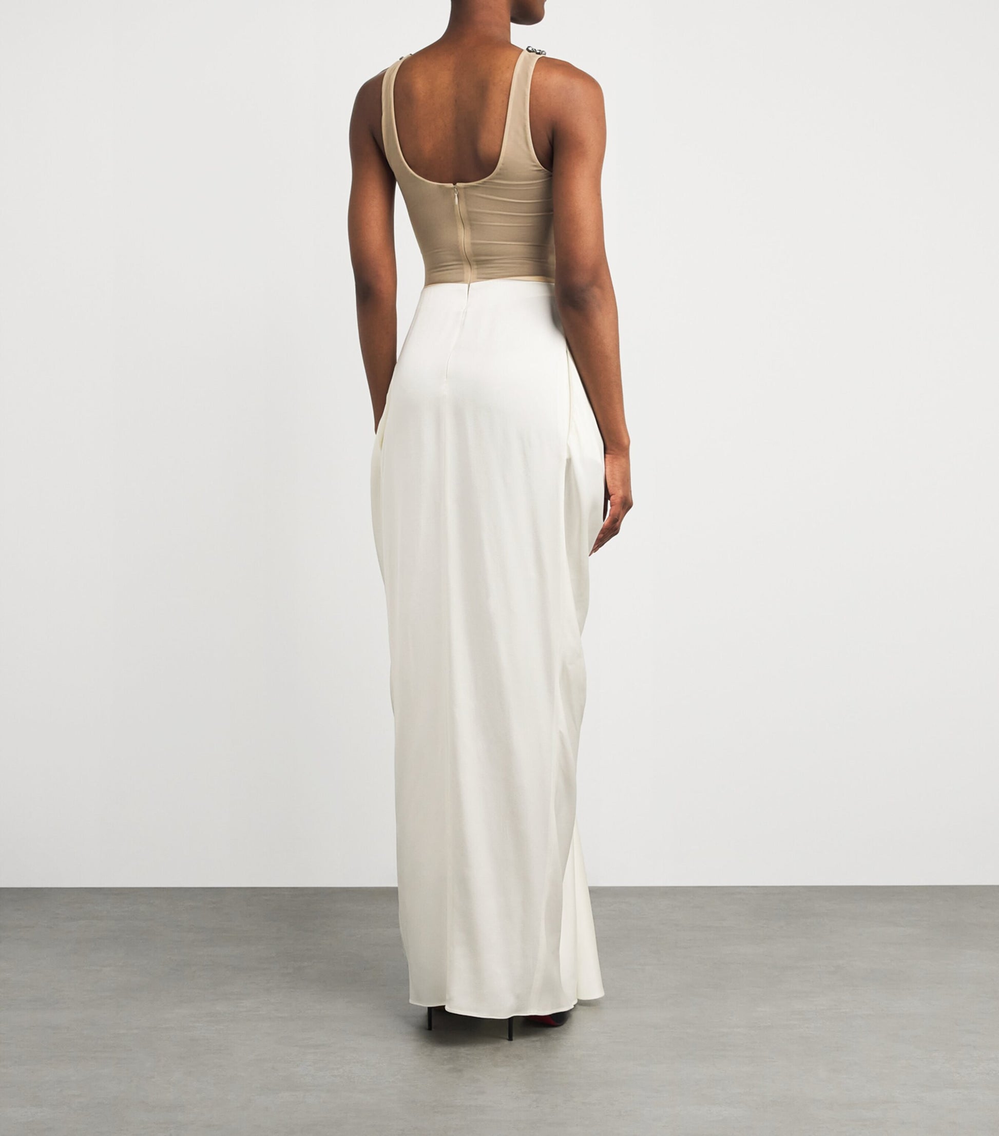 Stella McCartney Ivory Satin Crystal Maxi Dress