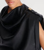 Balmain Black Faux Leather Draped Top