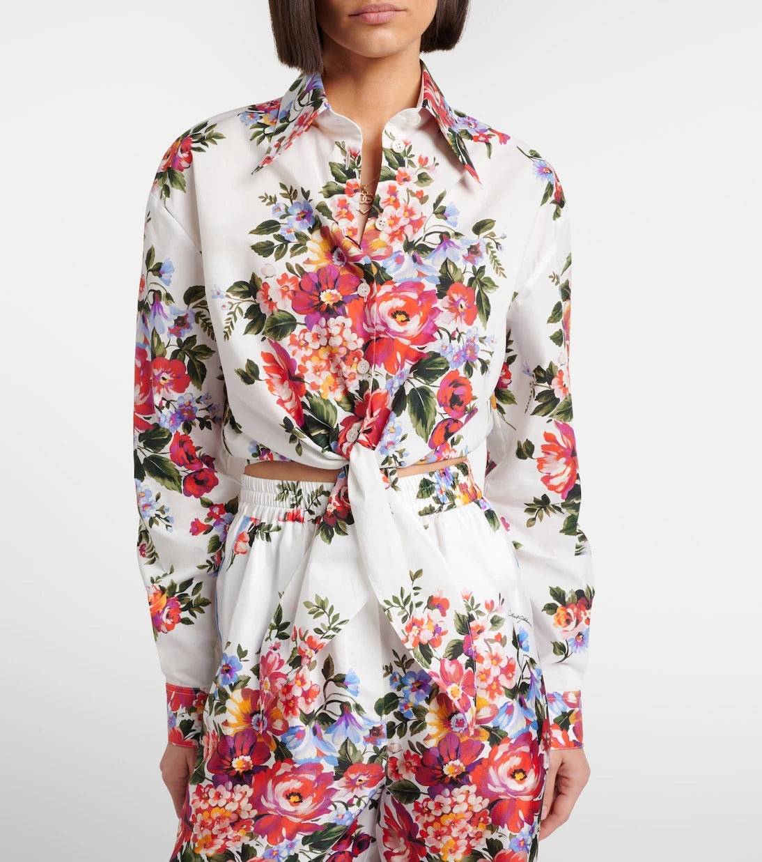 Dolce&Gabbana - Floral cropped cotton shirt