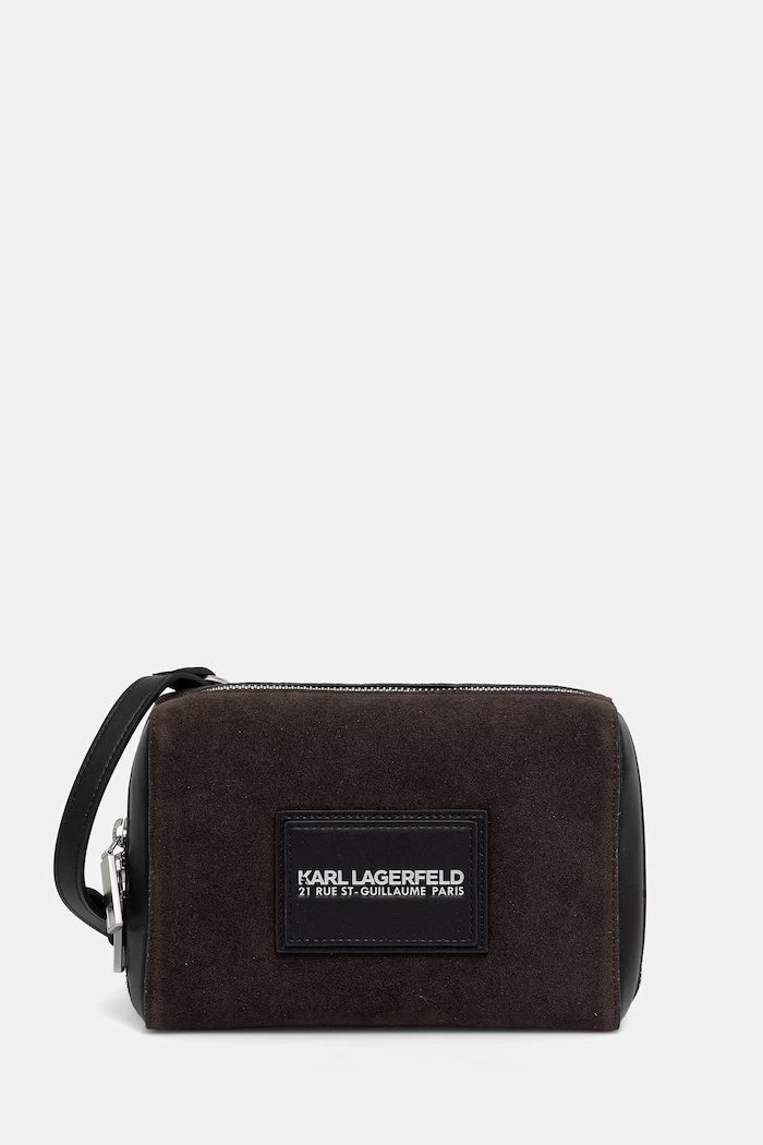 Karl Lagerfeld Erkek Omuz Çantası, Süet Görünümlü