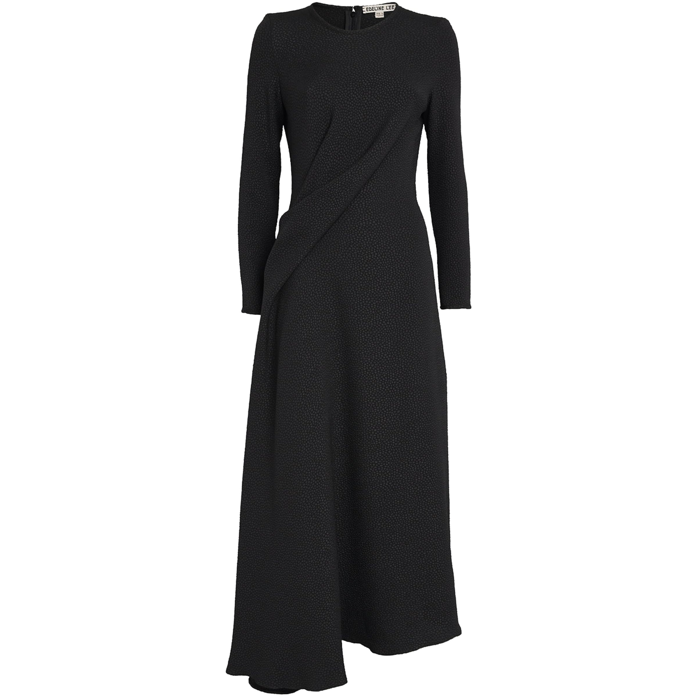 Edeline Lee Black Jacquard Long-Sleeve Flèche Midi Dress