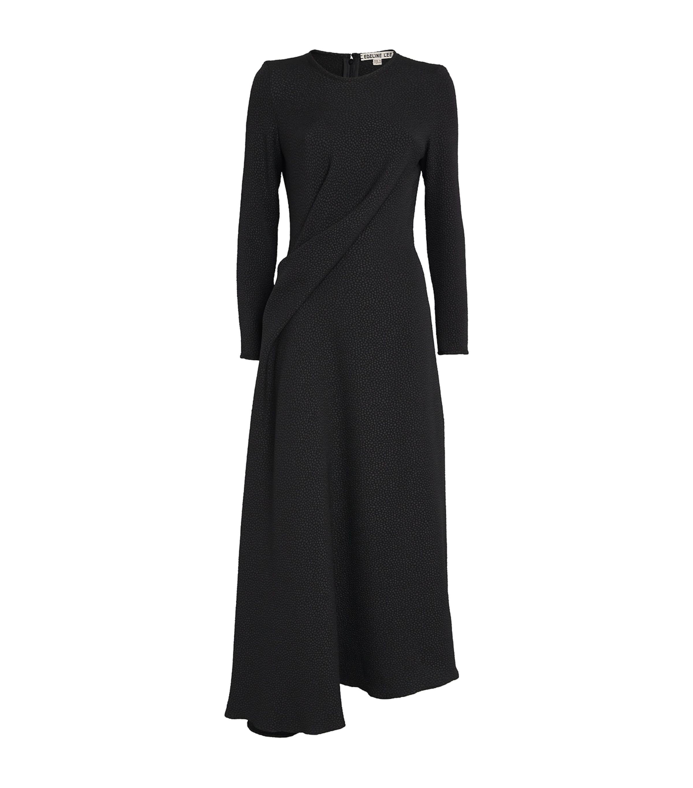 Edeline Lee Black Jacquard Long-Sleeve Flèche Midi Dress