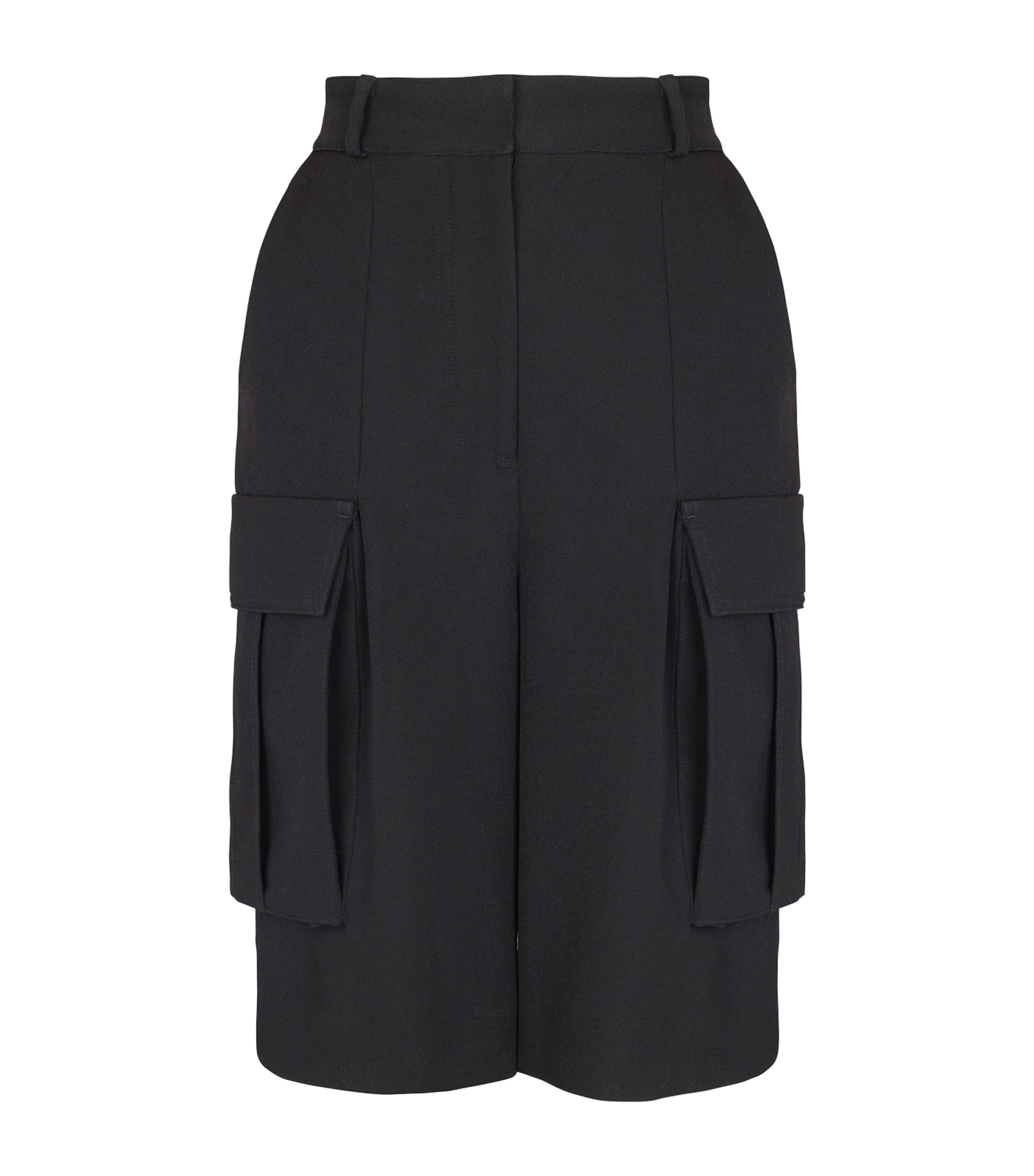 Balmain Black Wool Bermuda Shorts