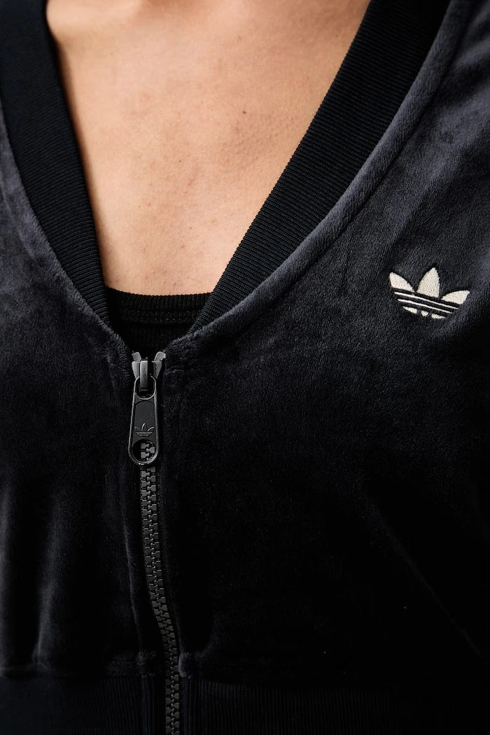adidas Originals kadın kadife fermuarlı sweatshirt