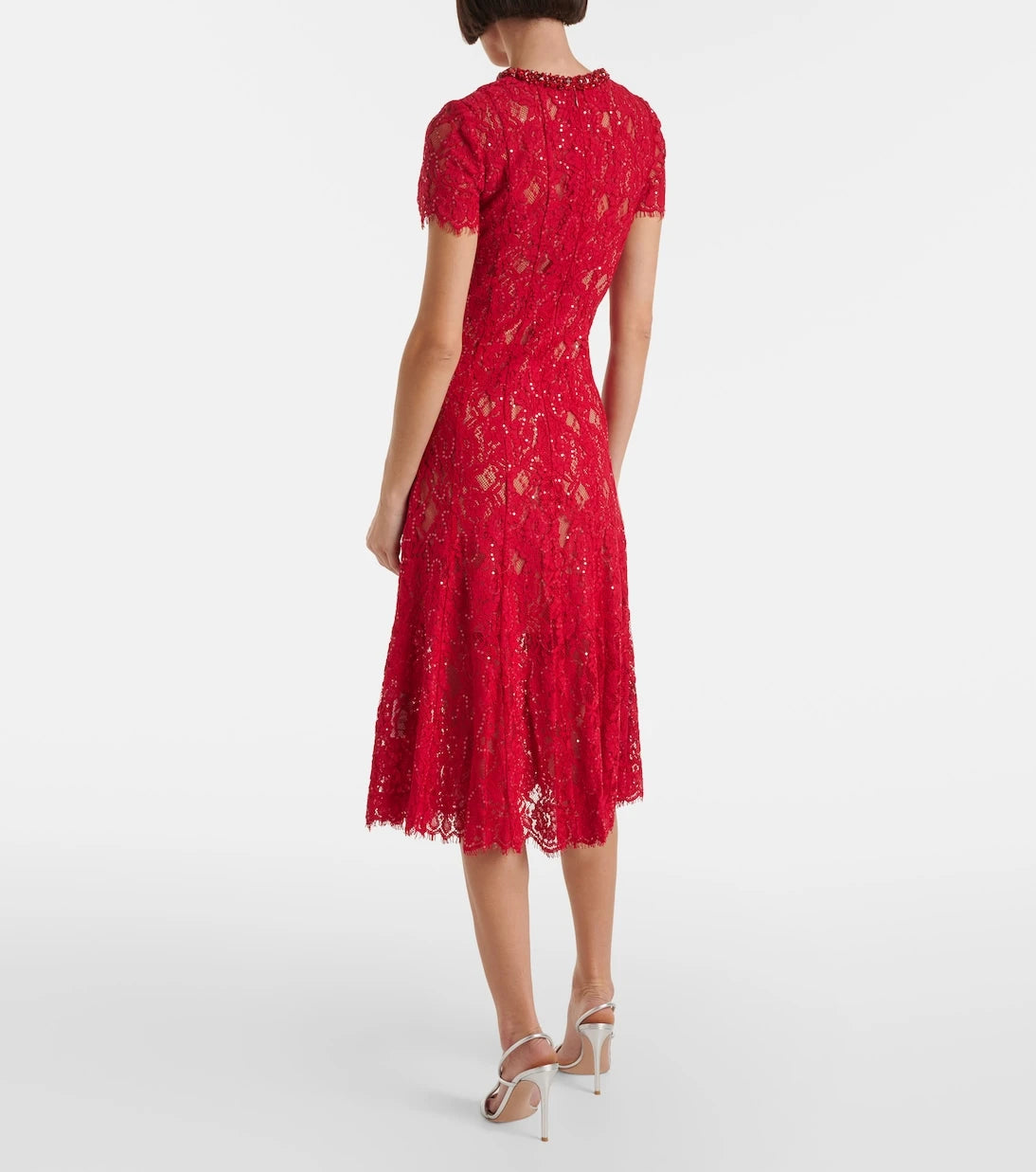 Self-Portrait - Embellished fishnet midi dress