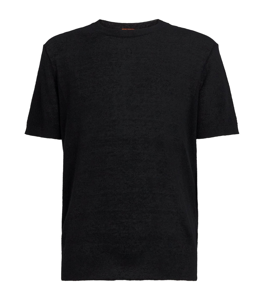 Barena Black Linen-Cotton T-Shirt