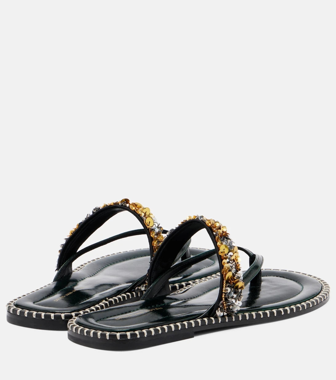 Dries Van Noten - Sequined leather thong sandals
