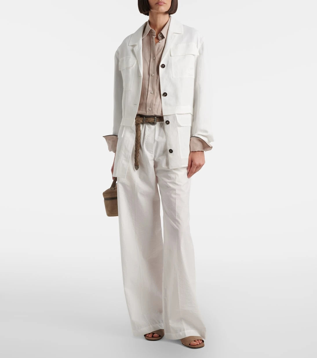 Brunello Cucinelli - Cotton-blend wide-leg pants