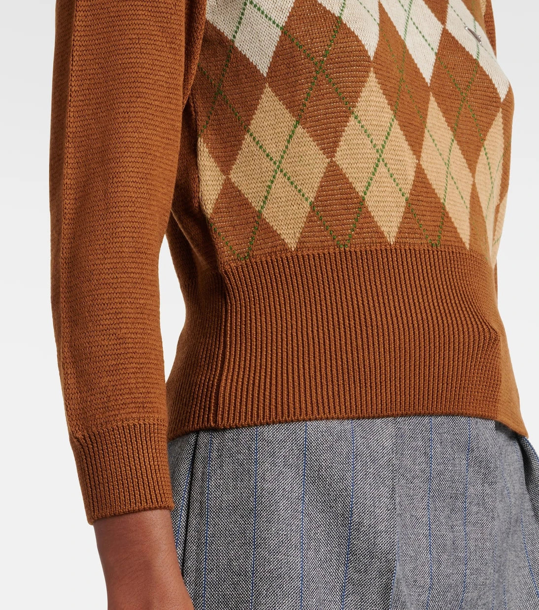 Prada - Argyle cropped wool sweater