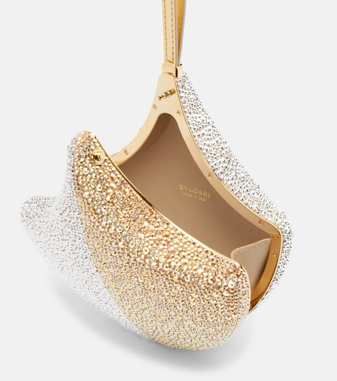 Bvlgari - Ginkgo crystal-embellished suede clutch