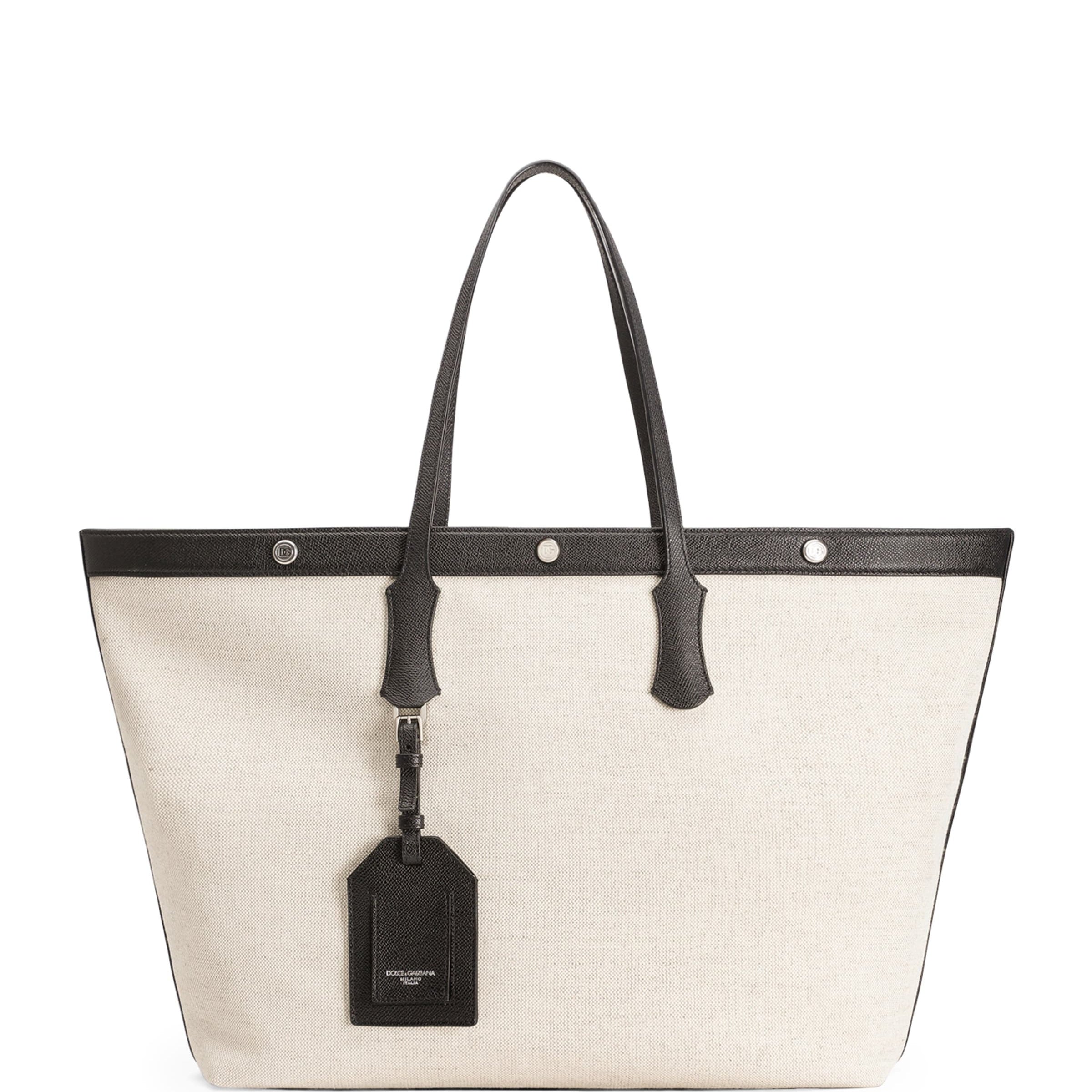 Dolce & Gabbana Canvas-Calfskin Tote Bag
