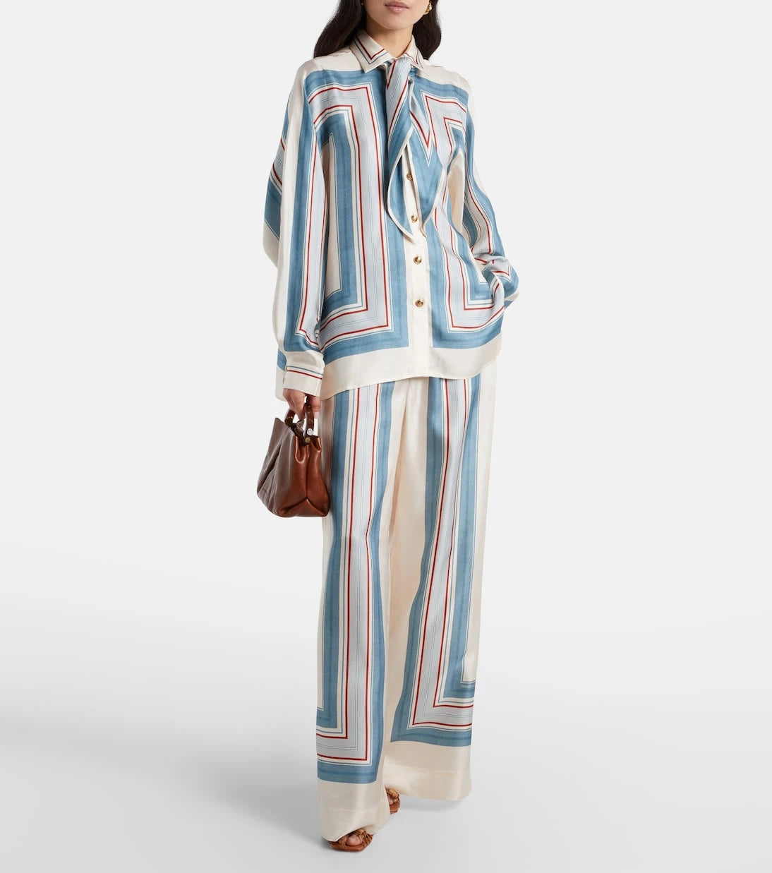 Zimmermann - Striped scarf-detail silk shirt
