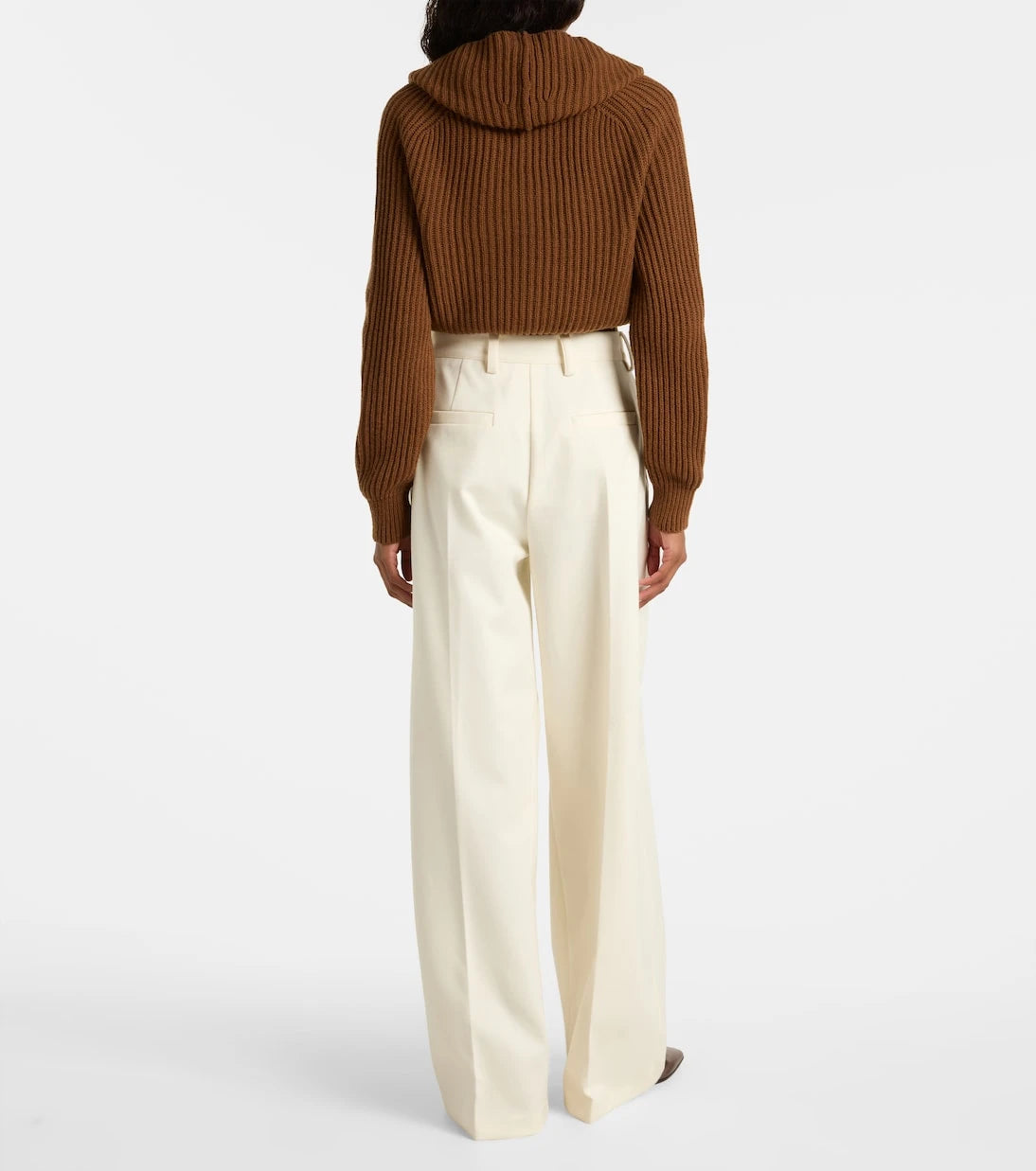 Max Mara - بنطلون "مولّو" بقصّة بليسيه من مزيج الصوف والقطن