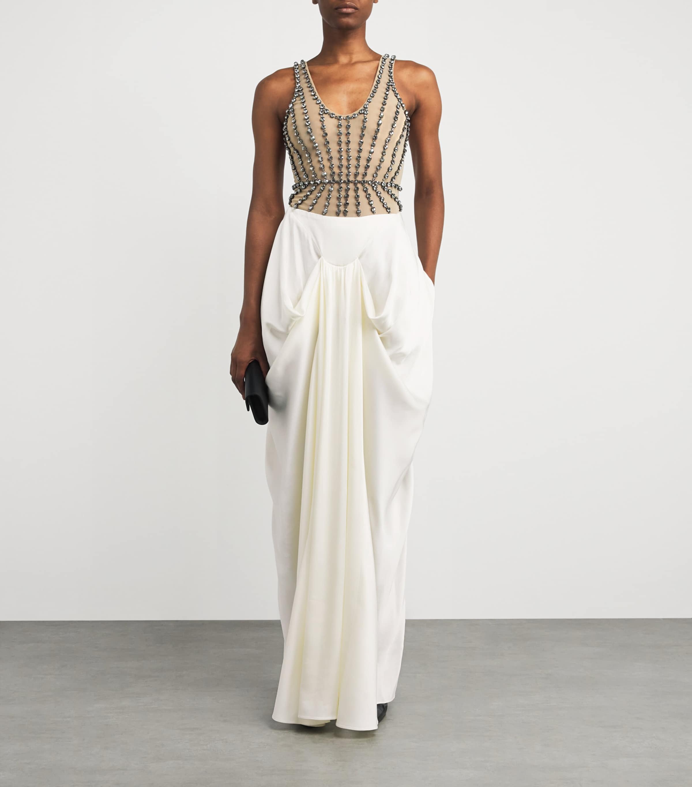 Stella McCartney Ivory Satin Crystal Maxi Dress